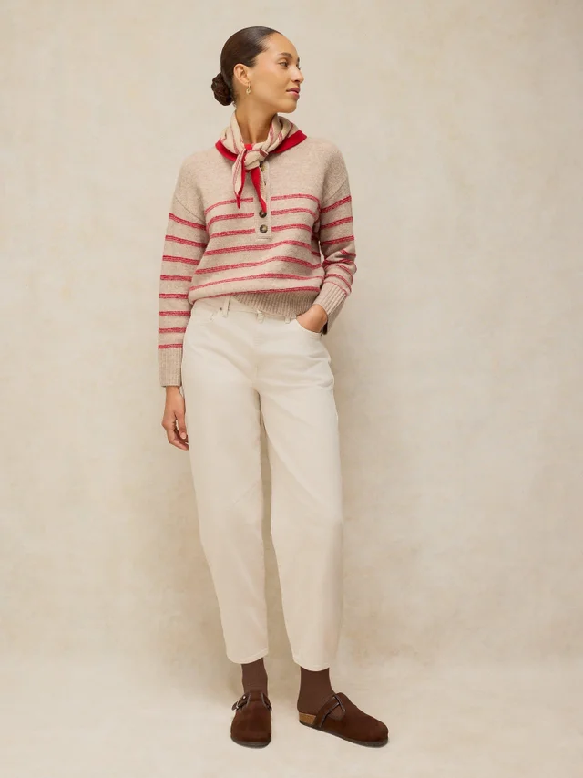 Henley-Pullover mit Streifen