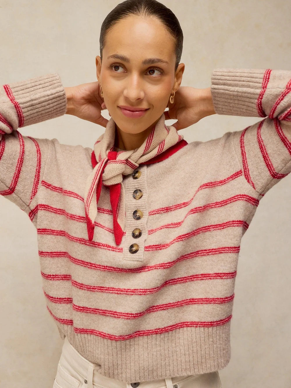 Henley-Pullover mit Streifen - Nat Mlt - 52 Bild 1