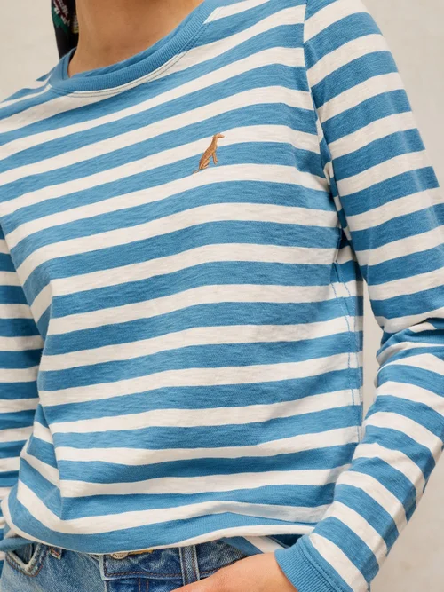 Gestreiftes Langarmshirt Clara mit Stickerei - Ivory Mlt - 46 Bild 3
