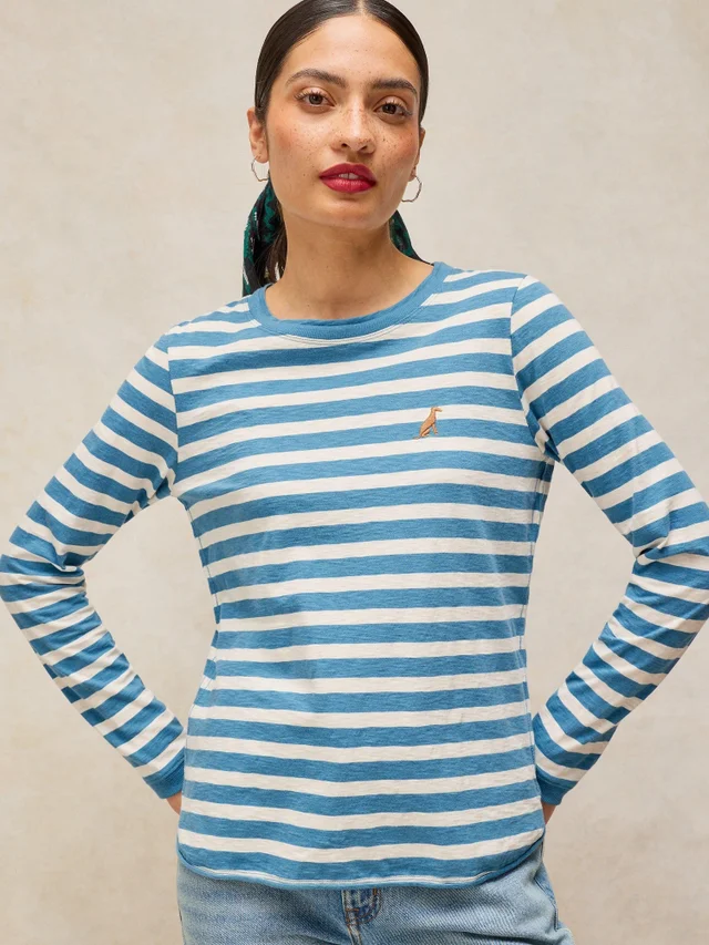 Gestreiftes Langarmshirt Clara mit Stickerei