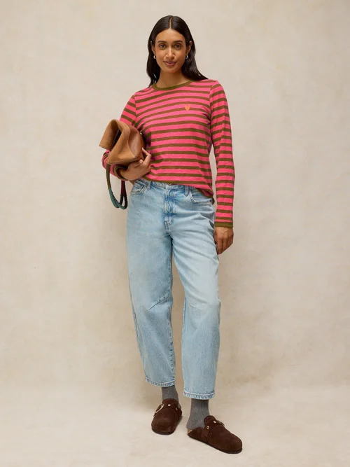 Gestreiftes Langarmshirt Clara mit Stickerei - Pink Mlt - 52 Bild 2