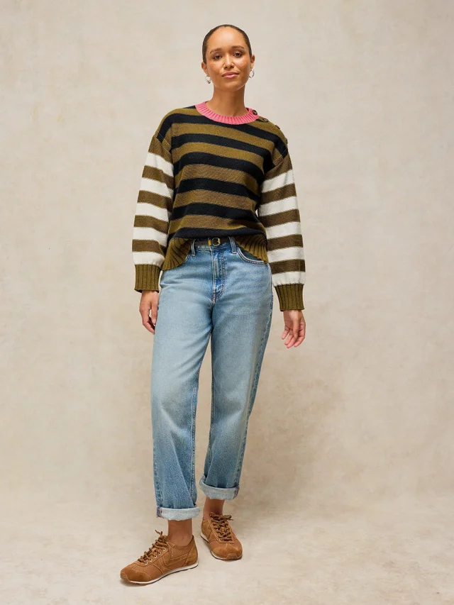 Bio-Baumwollpullover Bea mit Knopfleiste