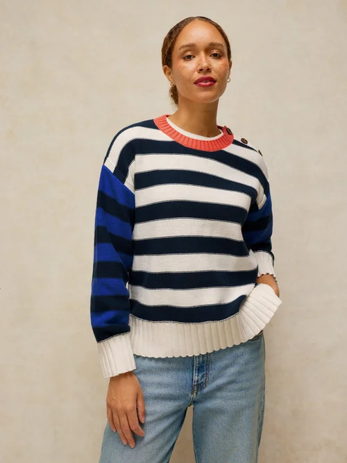 Bio-Baumwollpullover Bea mit Knopfleiste - Ivory Mlt - 52 Bild 2