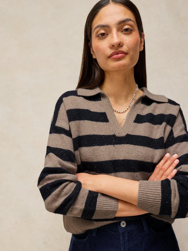 Gestreifter Pullover Izzy mit Kragen