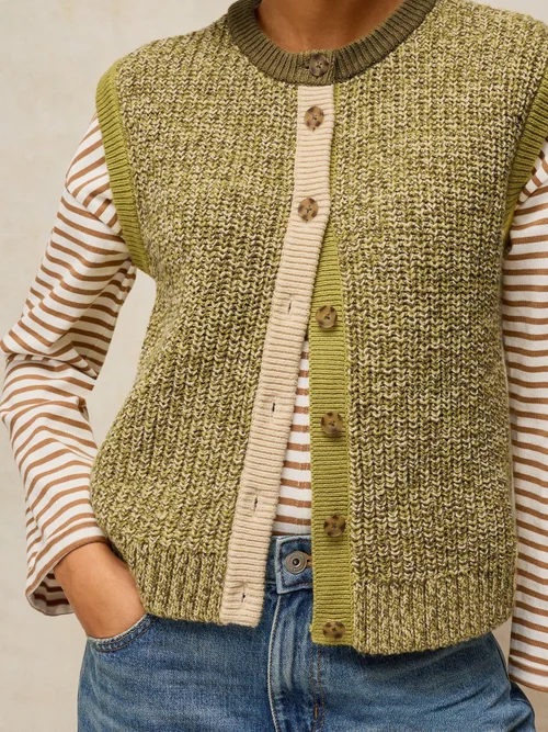 Strickpullunder mit Knopfleiste - Green Mlt - S Bild 3
