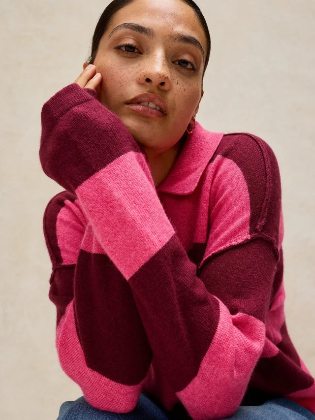 Gestreifter Pullover Camilla mit Kragen