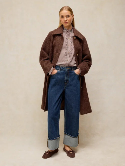 Bluse mit Rüschenkragen - Brown Mlt - 52 Bild 2