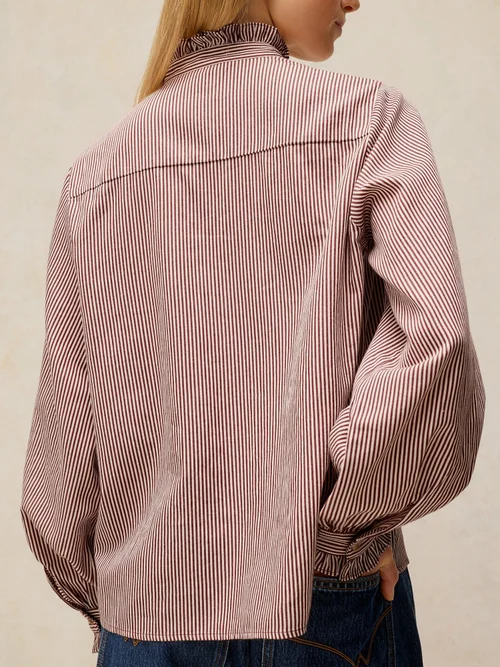 Bluse mit Rüschenkragen - Brown Mlt - 52 Bild 4