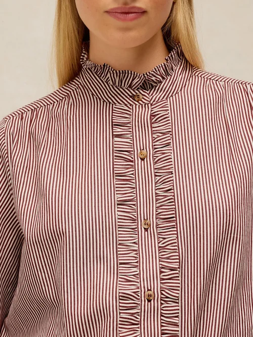 Bluse mit Rüschenkragen - Brown Mlt - 52 Bild 3