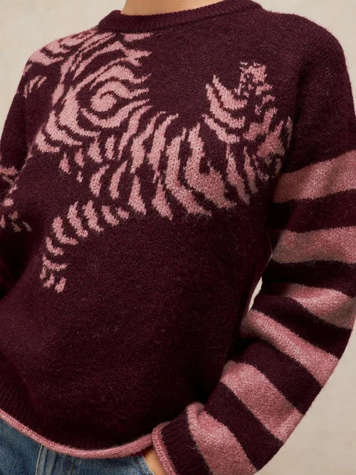 Pullover Tiger mit Streifen - Plum Mlt - 48 Bild 3