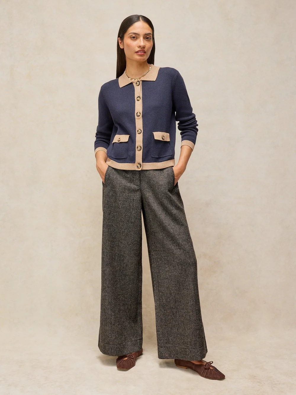 Tweedhose Ramona mit weitem Bein - Grey Mlt - 52/R Bild 1