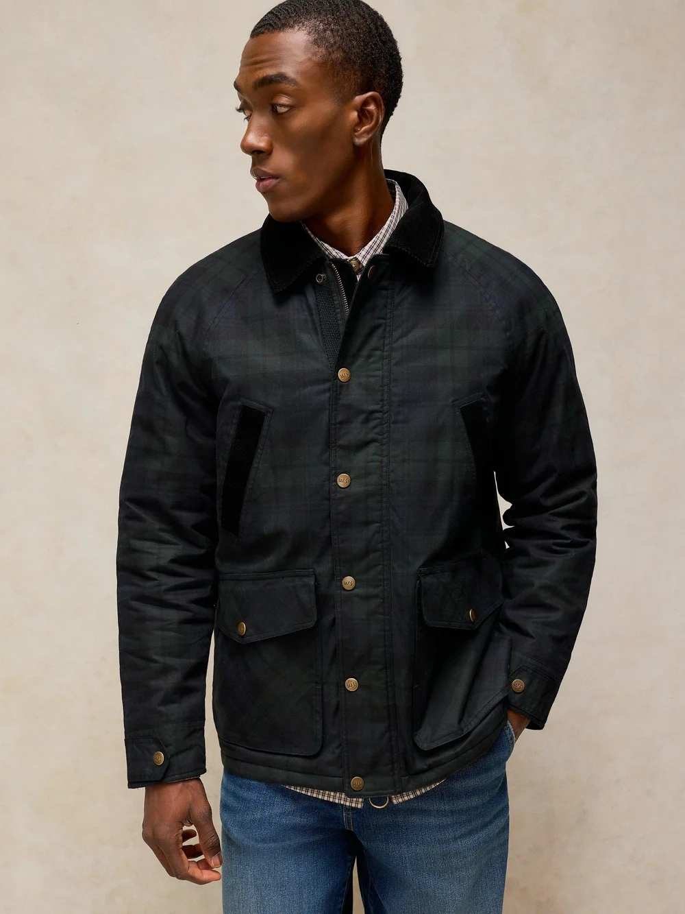 Karierte Wachsjacke Filey - Navy Multi - XXL Bild 1
