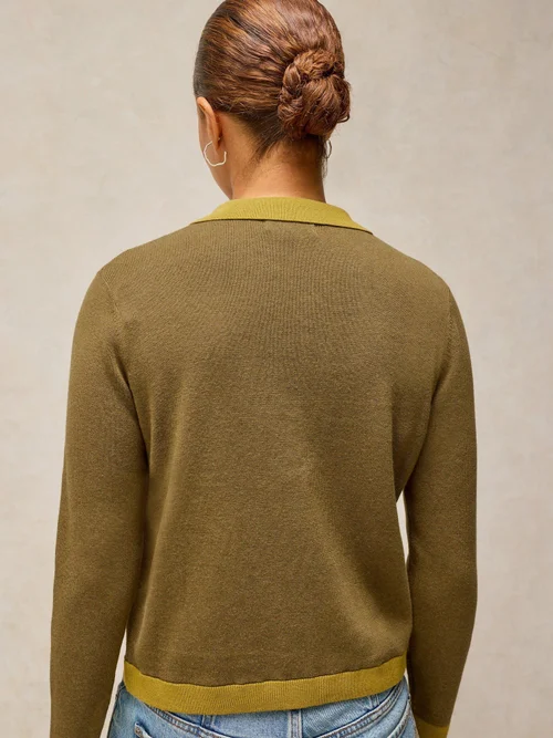 Strickjacke Charlotte mit Kragen - Khaki Grn - 52/R Bild 4