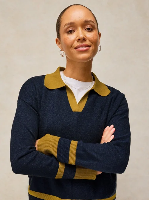 Pullover Cara mit Kragen - Navy Multi - 52 Bild 3
