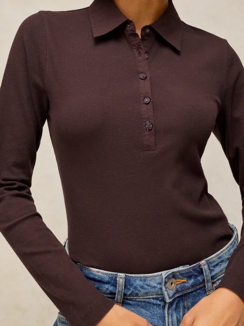 Rippen-Polohemd Ember - Dk Brown - 52 Bild 3
