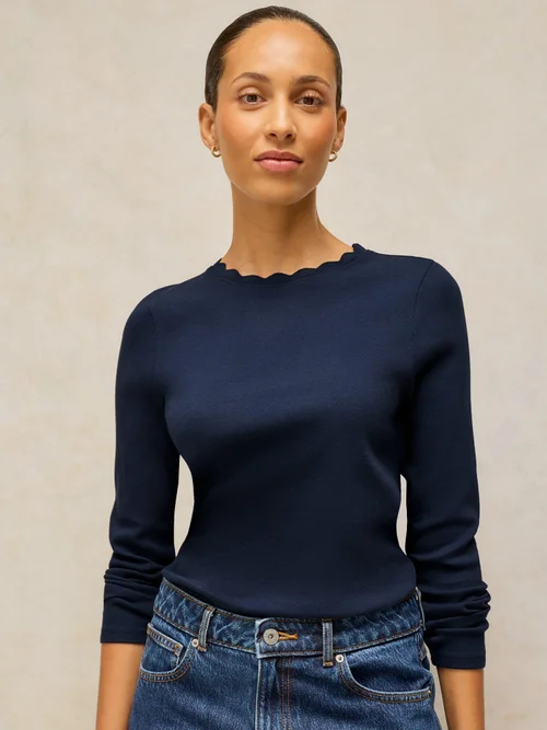 Langarmshirt Aida mit Muschelausschnitt - Dark Navy - 50 Bild 1