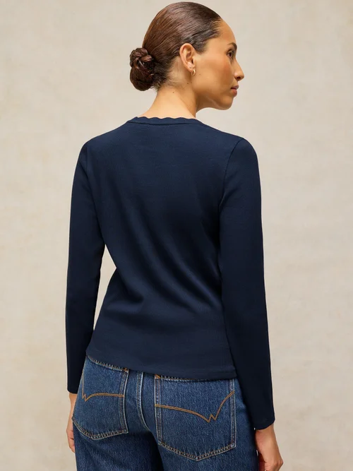 Langarmshirt Aida mit Muschelausschnitt - Dark Navy - 50 Bild 4