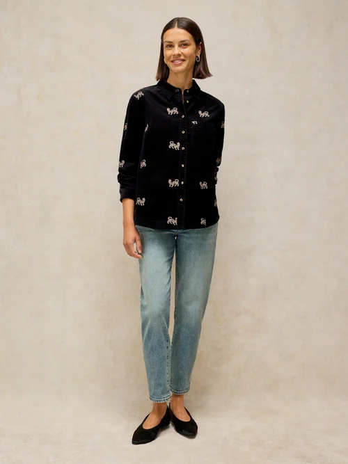 Bestickte Kordbluse Libby - Blk Mlt - 52 Bild 2