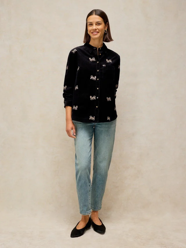 Bestickte Kordbluse Libby