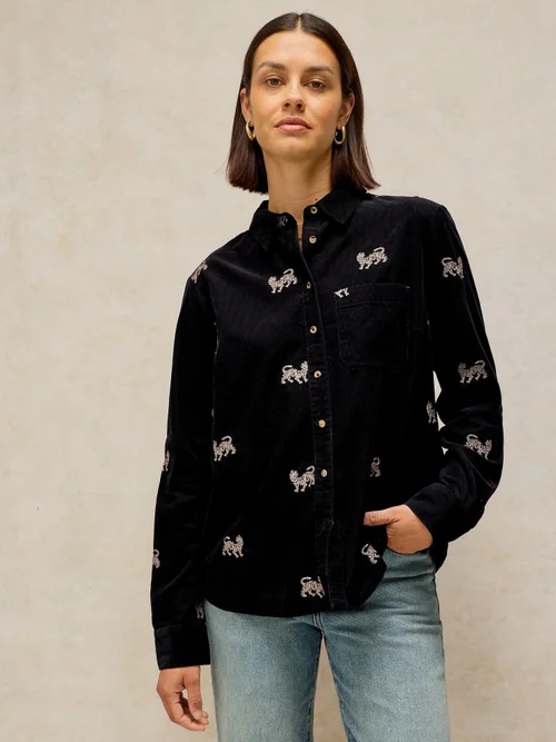 Bestickte Kordbluse Libby - Blk Mlt - 52 Bild 1