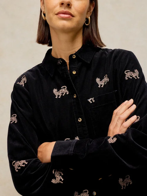 Bestickte Kordbluse Libby - Blk Mlt - 52 Bild 3