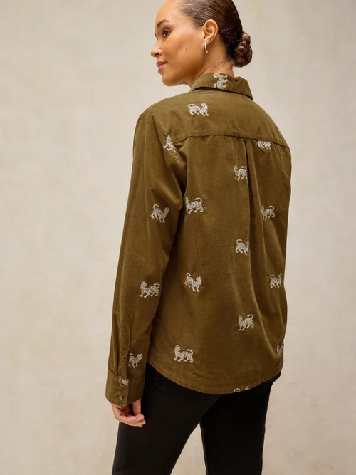 Bestickte Kordbluse Libby - Khaki Grn - 52 Bild 4