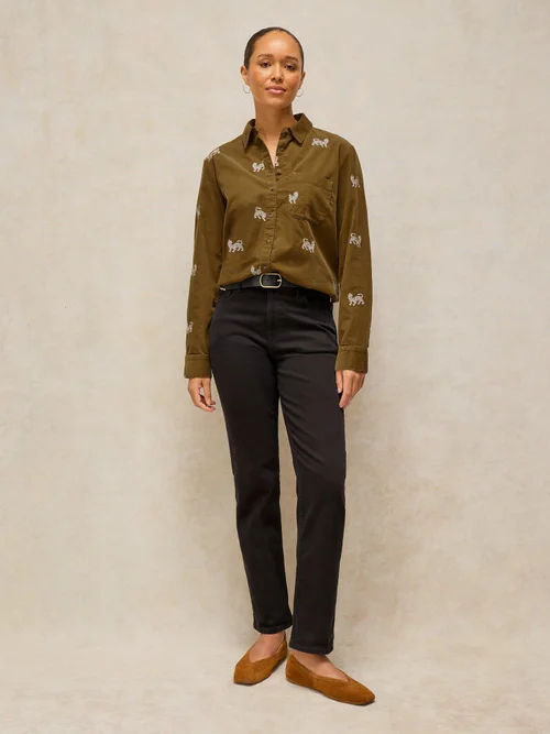 Bestickte Kordbluse Libby - Khaki Grn - 52 Bild 2