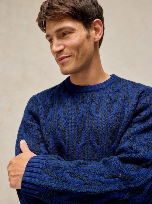 Pullover Brixham mit Zopfmuster - Brt Blue - XXL Bild 1