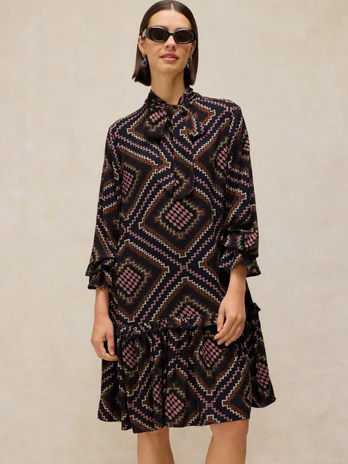 Knielanges Kleid Kalia - Navy Multi - 46/R Bild 3