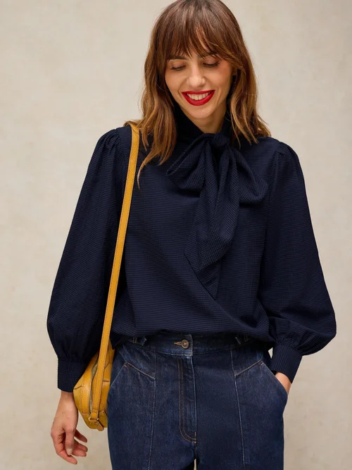 Top Fleur mit Bindeschleife - Dark Navy - 48 Bild 1
