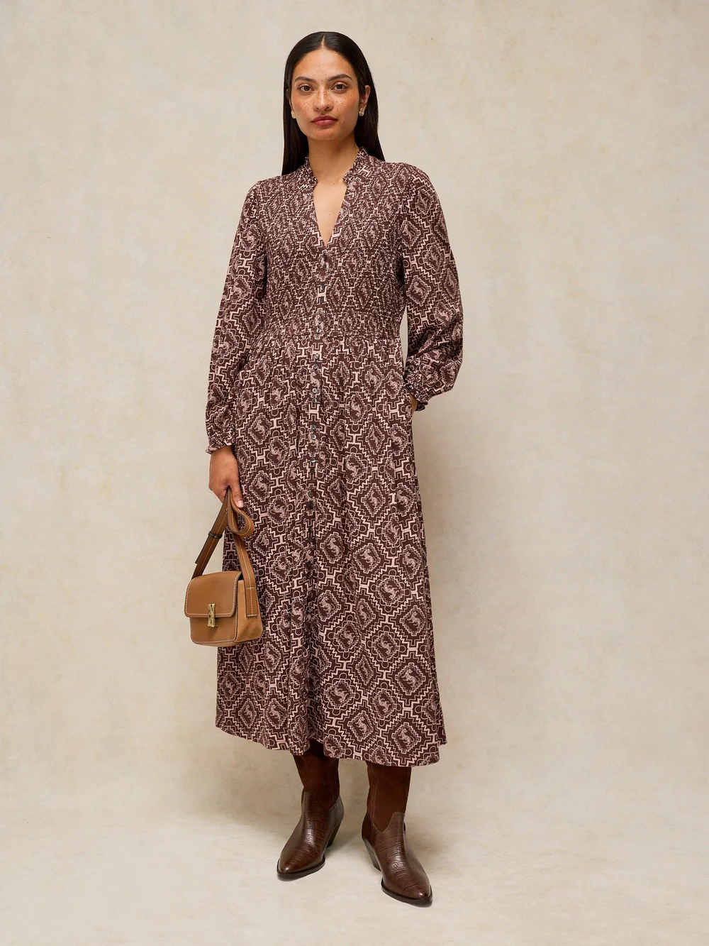 Gekräuseltes Kleid Ada - Brown Pr - 52/R Bild 1