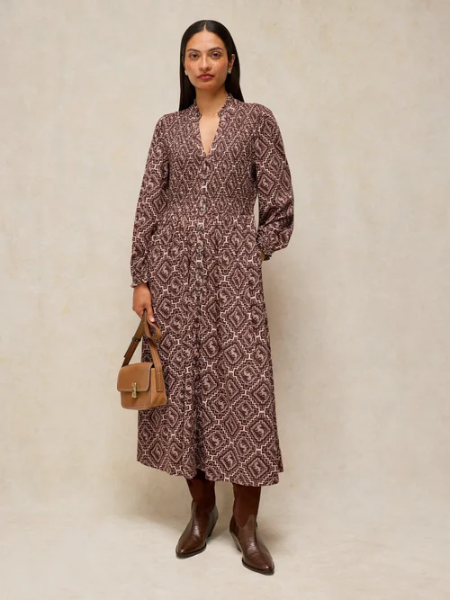 Gekräuseltes Kleid Ada - Brown Pr - 52/R Bild 1