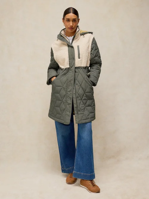 Vielseitige Steppjacke Alina mit Teddyfell - Khaki Grn - 46 Bild 1