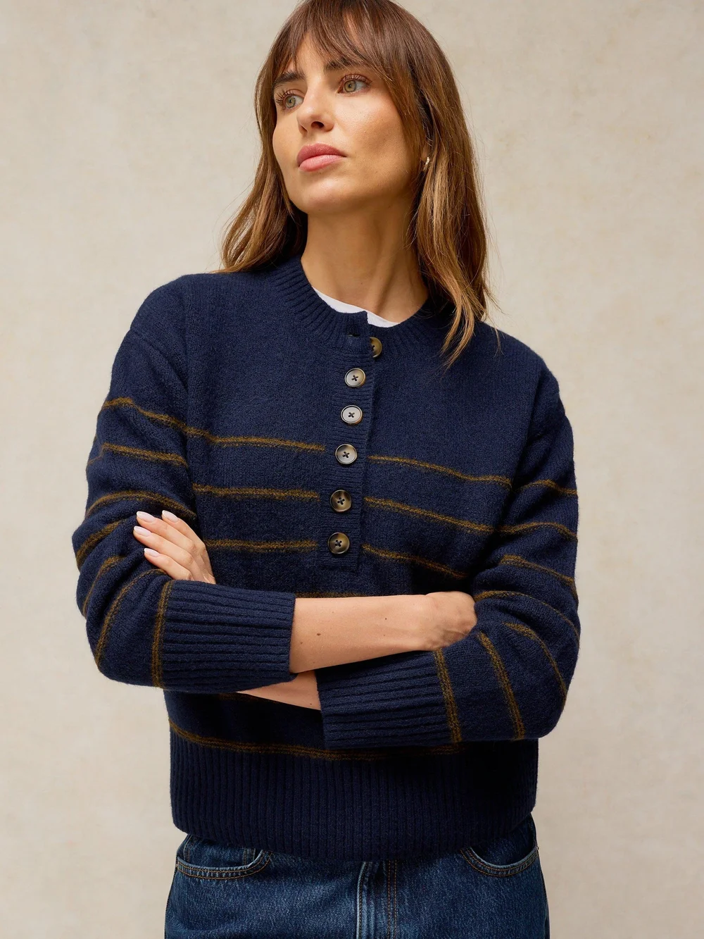 Henley-Pullover mit Streifen - Navy Multi - 52 Bild 1