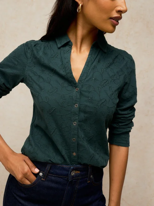 Bluse Annie mit Stickerei - Dk Green - 52 Bild 3