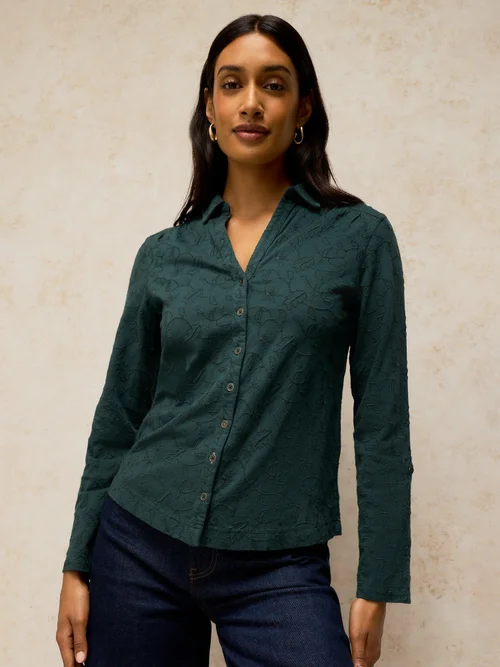 Bluse Annie mit Stickerei - Dk Green - 52 Bild 1