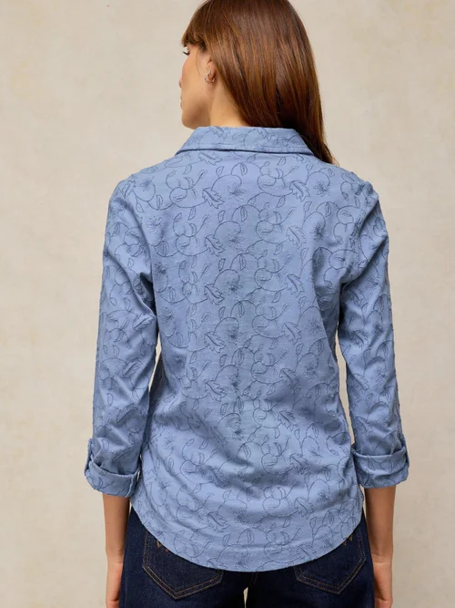 Bluse Annie mit Stickerei - Mid Blue - 52 Bild 4