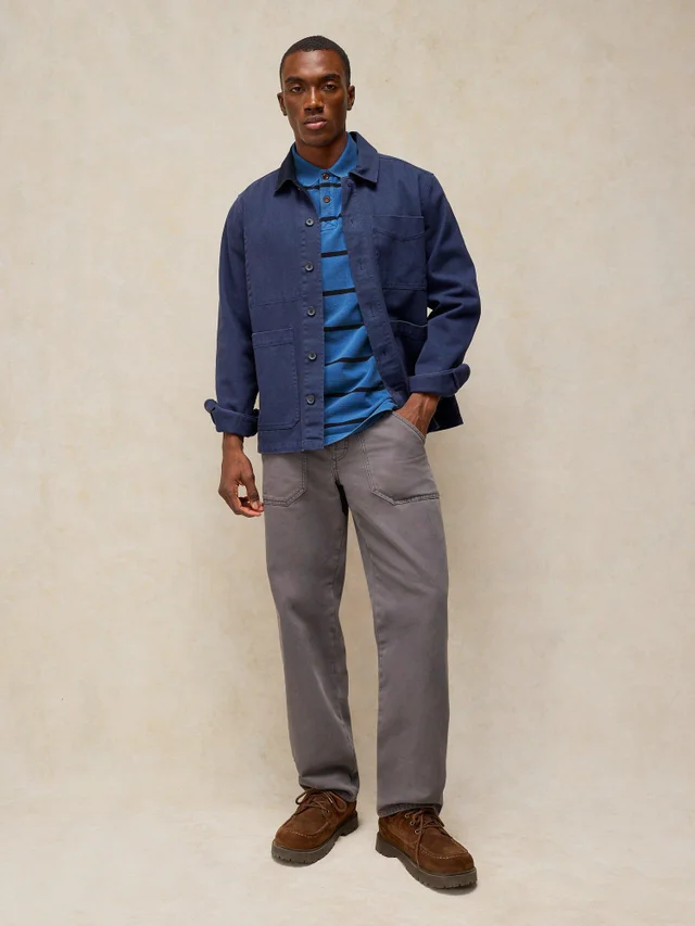Gestreiftes Kurzarm-Utility-Poloshirt
