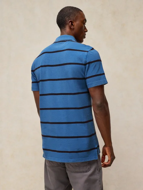 Gestreiftes Kurzarm-Utility-Poloshirt - Mid Blue - XXL/R Bild 4