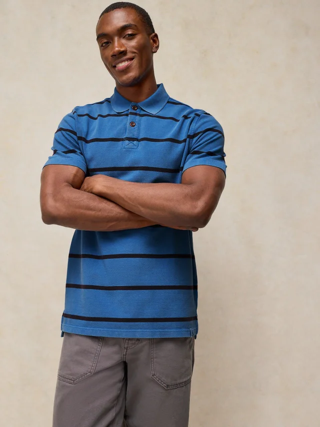 Gestreiftes Kurzarm-Utility-Poloshirt