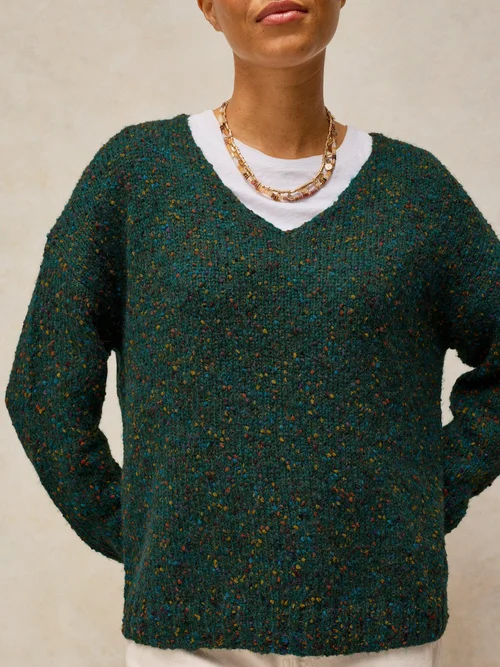 Pullover mit V-Ausschnitt - Dk Green - 50 Bild 3