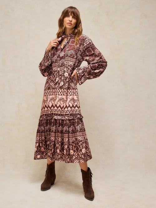 Kleid Kalia mit Schluppe - Brown Pr - 52/R Bild 1