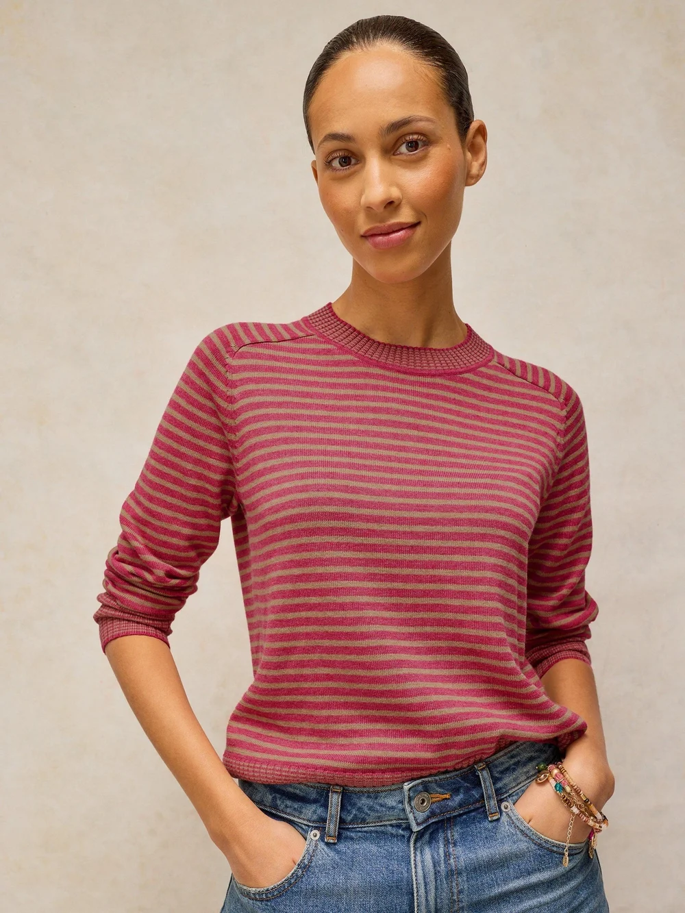 Gestreifter Pullover Sienna - Pink Mlt - 52 Bild 1