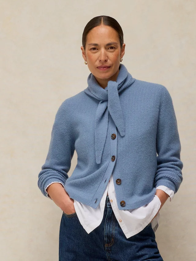 Strickjacke mit Rippenschal