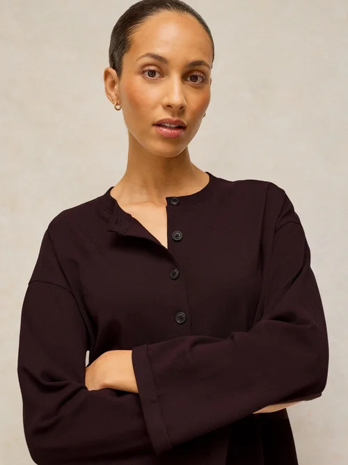 Langarmshirt Kim mit Knopfleiste - Dk Brown - 52 Bild 3