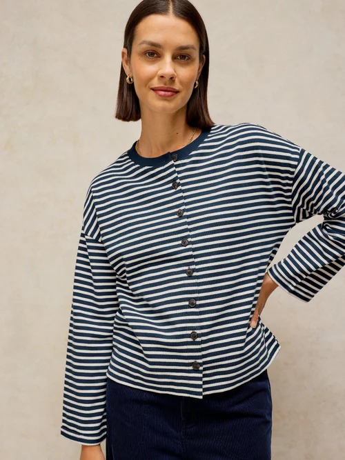 Langarmshirt Kim mit Knopfleiste - Navy Multi - 48 Bild 1