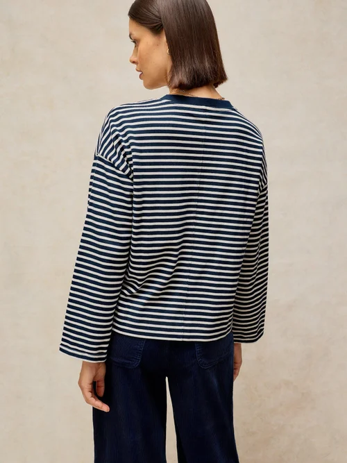 Langarmshirt Kim mit Knopfleiste - Navy Multi - 48 Bild 4