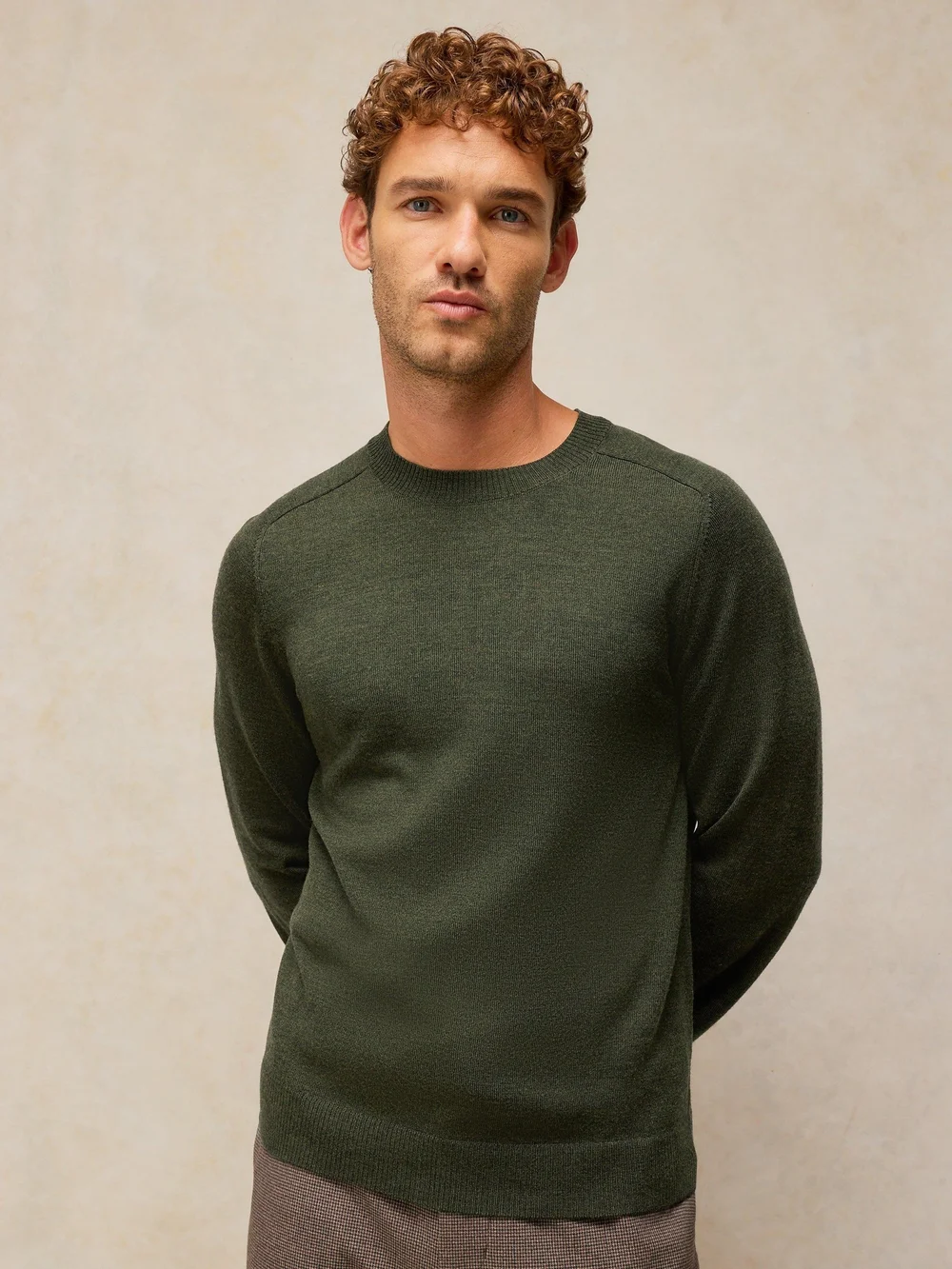 Merinopullover Conway mit Rundhalsausschnitt - Khaki Grn - XXL/R Bild 1