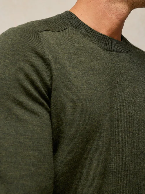 Merinopullover Conway mit Rundhalsausschnitt - Khaki Grn - XXL/R Bild 3
