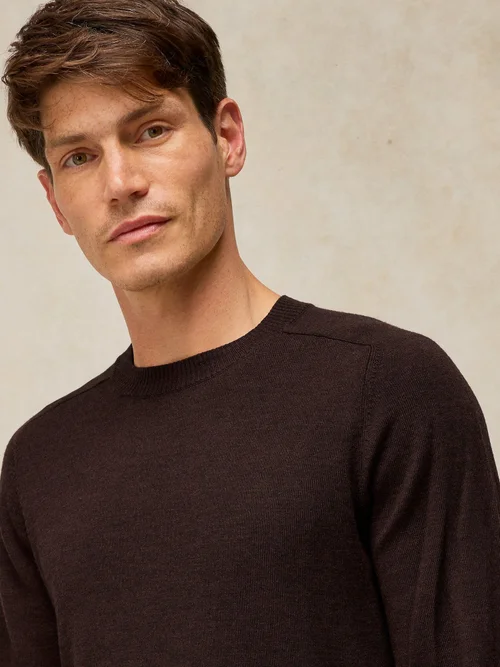 Merinopullover Conway mit Rundhalsausschnitt - Mid Brown - XXXL/R Bild 3